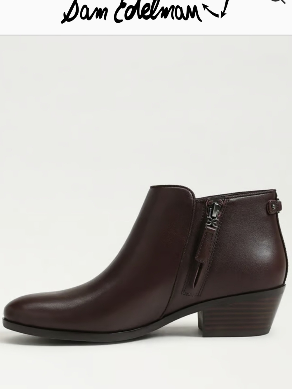 Sam Edelman Women’s Burgundy Leather Ankle Boot